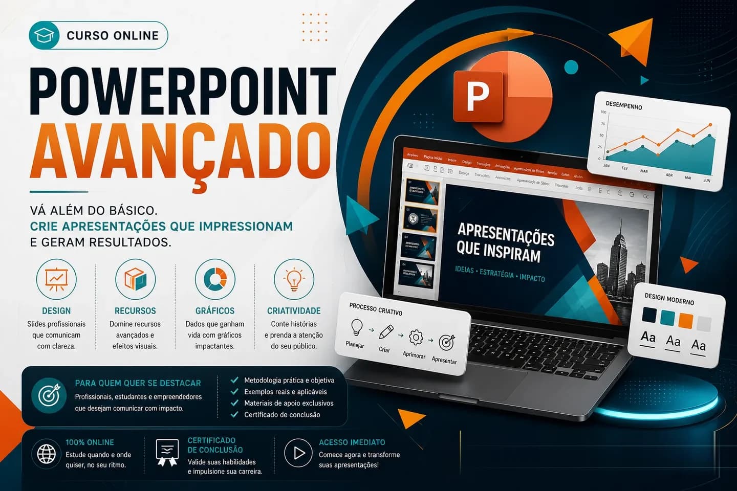 Arte de divulgação do curso on-line de PowerPoint Avançado do Professor Igor Santos